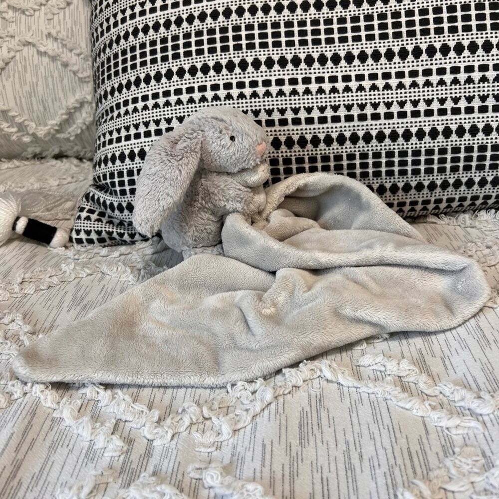 Jellycat Gray Bunny Rabbit Lovey Security Blanket Plush Stuffed